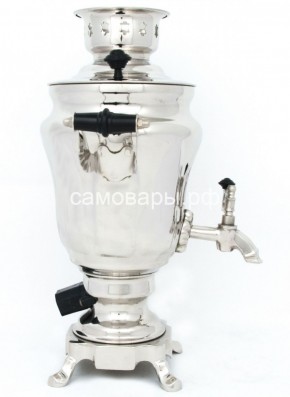 Электрический самовар из латуни никелированный на 1,5 литра форма "Тюльпан" с защитой от выкипания в Нефтекамске - neftekamsk.mebel-74.com | фото