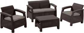 Комплект мебели Корфу сет (Corfu set) коричневый - серо-бежевый * в Нефтекамске - neftekamsk.mebel-74.com | фото