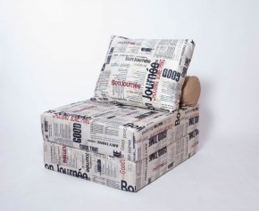 Кресло-кровать-пуф бескаркасное Прайм (Газета) в Нефтекамске - neftekamsk.mebel-74.com | фото