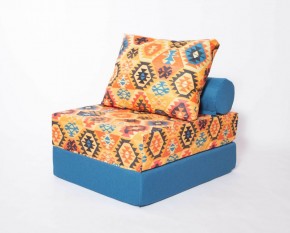Кресло-кровать-пуф бескаркасное Прайм (мехико желтый-морская волна) в Нефтекамске - neftekamsk.mebel-74.com | фото
