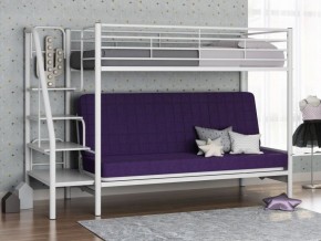 Кровать двухъярусная с диваном "Мадлен-3" (Белый/Фиолетовы) в Нефтекамске - neftekamsk.mebel-74.com | фото