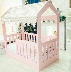 Кровать-домик без ящика 800*1600 (Розовый) в Нефтекамске - neftekamsk.mebel-74.com | фото