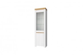 Шкаф с витриной  1V1D, TAURUS, цвет белый/дуб вотан в Нефтекамске - neftekamsk.mebel-74.com | фото